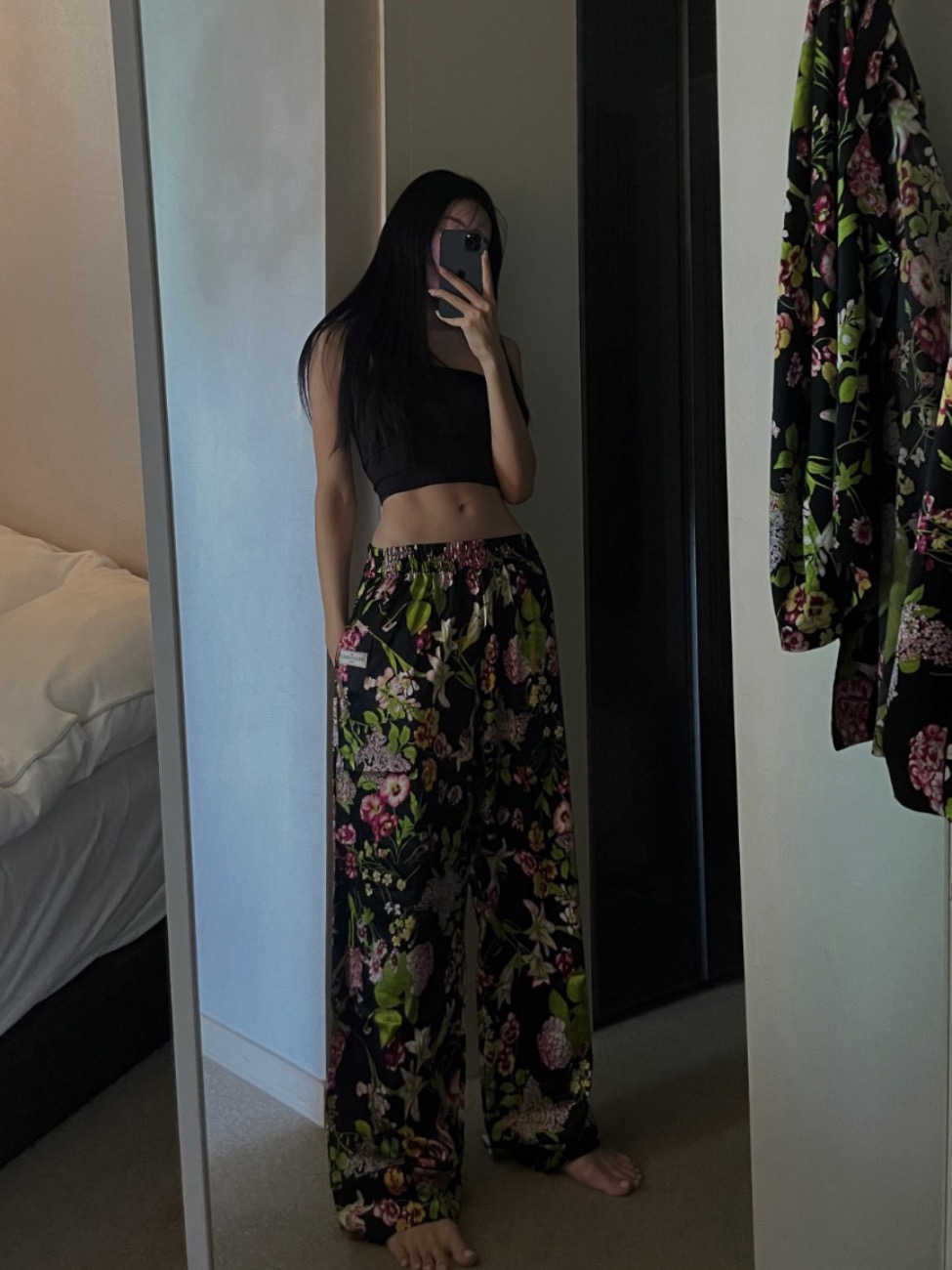 Silk Pajama SET/BLACK